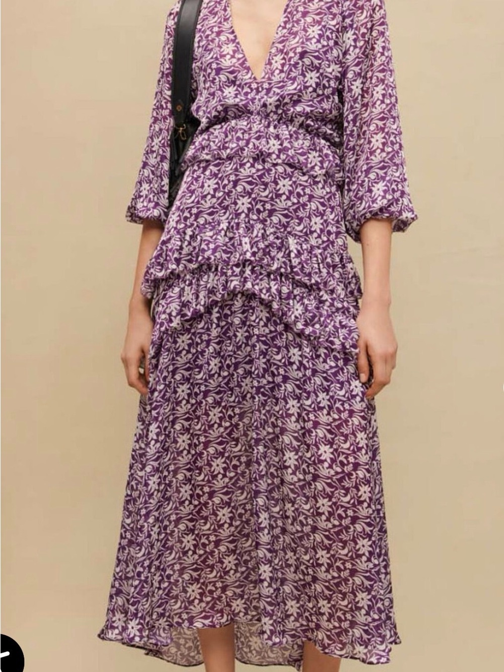 Maje Purple Floral  Midi Dress